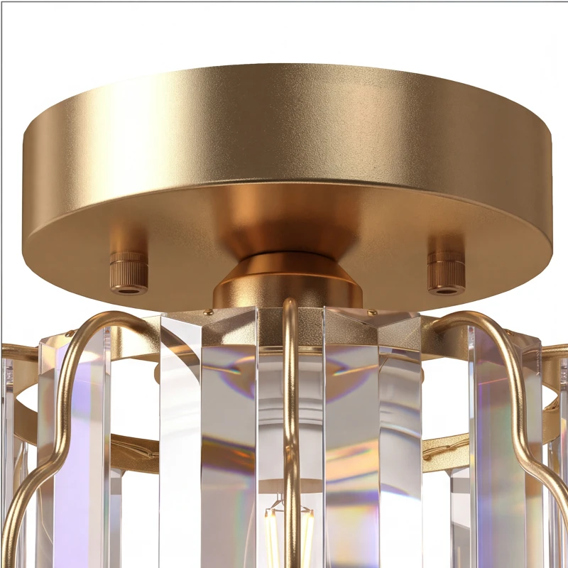 HOMCOM Crystal Ceiling Light Fixtures, Modern Semi-Flush Ceiling Lighting with Crystal Strips, 2 Pack, Gold Tone