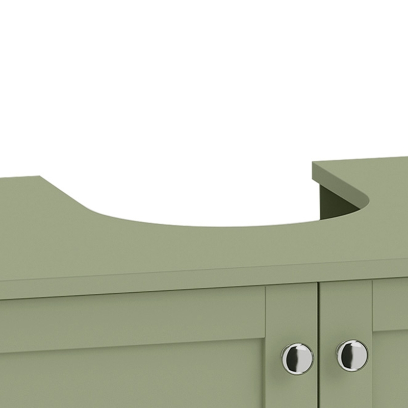 HOMCOM Under Sink Bathroom Cabinet with 2 Doors, Open Shelf and U-Shape Cut-Out for Basin with or without Pedestal, Green