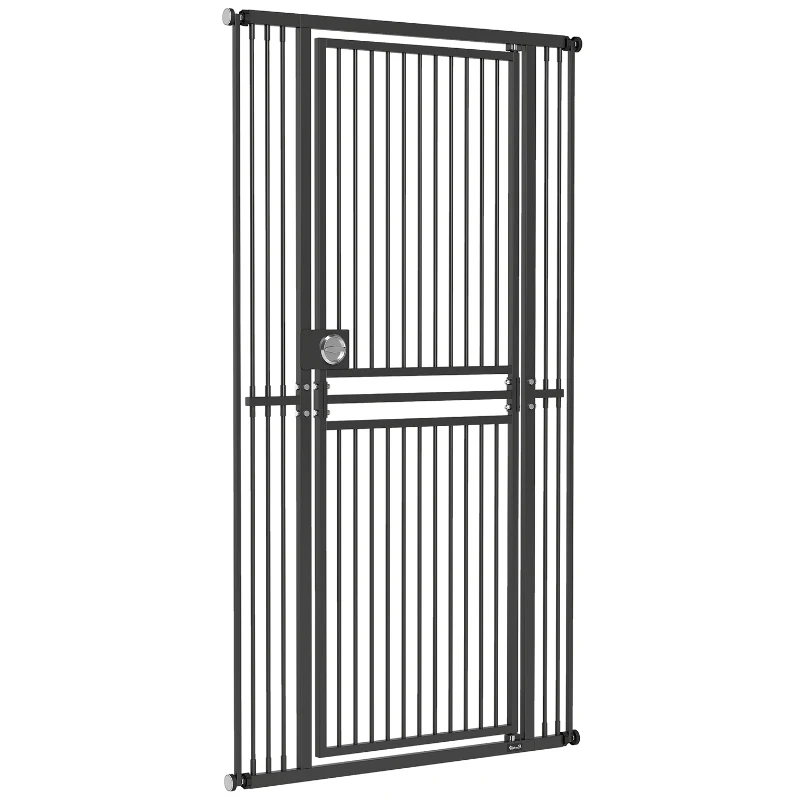 PawHut 180cm Extra Tall Cat Gate, Adjustable Pet Gate with 74-100 cm Wide, Pressure Fit, Pull-Ring Latch, Black