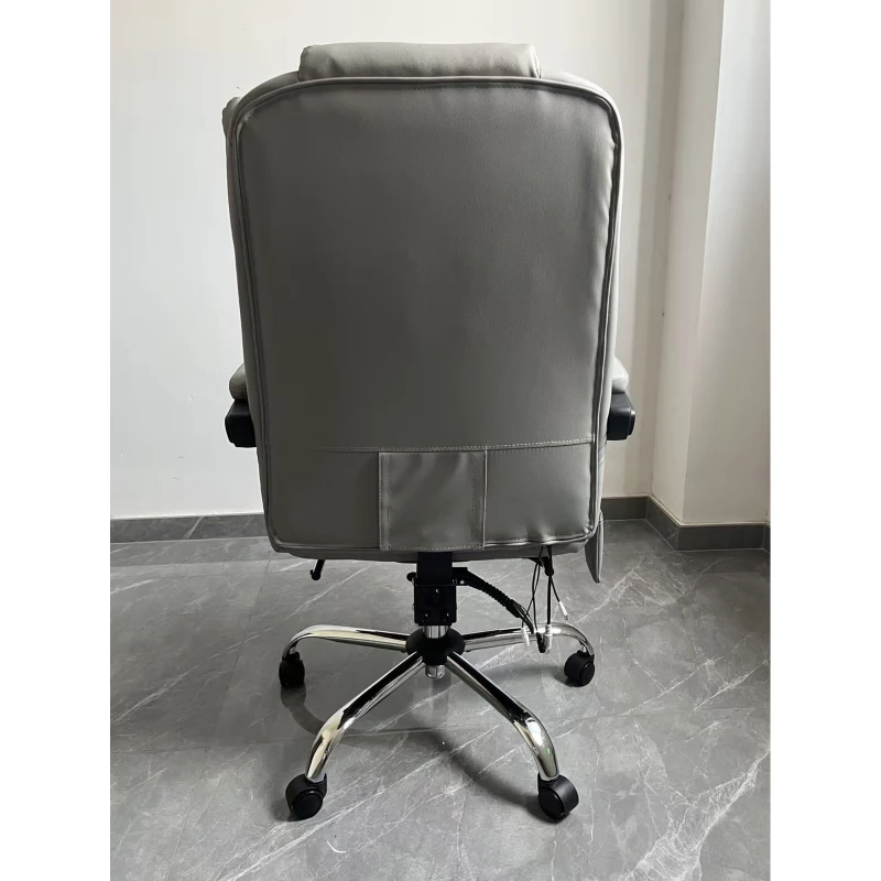 HOMCOM Massagestuhl mit Vibration und Heizung, ergonomischer Bürostuhl in PU, neigbare Rückenlehne, Kopfstütze, Hellgrau