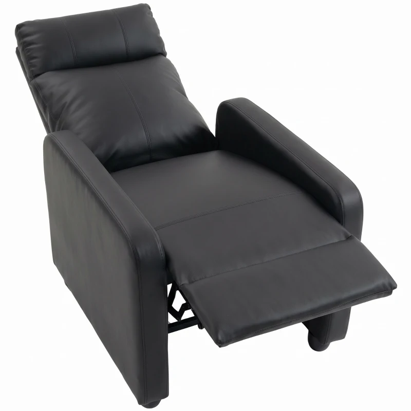 HOMCOM Poltrona Relax Reclinável Manual 155° com Apoio para Pés em Couro PU para Sala e Quarto, Preto