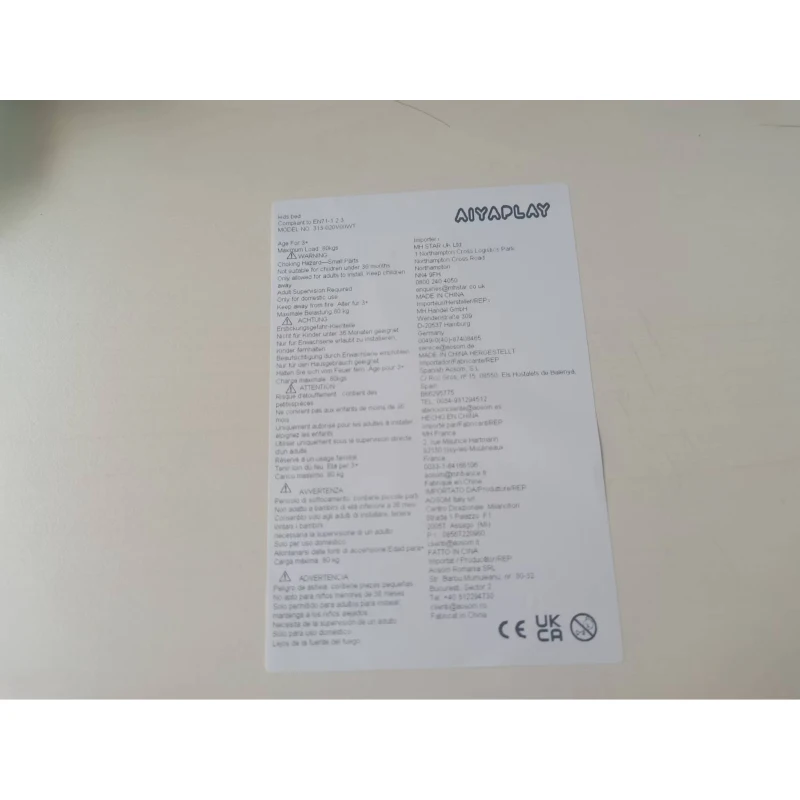 AIYAPLAY Łóżko dziecięce 140 x 70 cm dla malucha z zabezpieczeniem przed wypadnięciem, stelaż, design chmurki 3-8 lat, bez materaca, biały