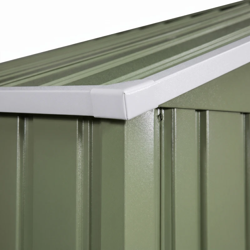 Outsunny 9 x 6ft Metal Garden Shed, Waterproof Outdoor Bike Storage Shed Galvanised with Vents, Foundation Kit, Apex Roof and Lockable Double Doors for Patio Lawn, Light Green