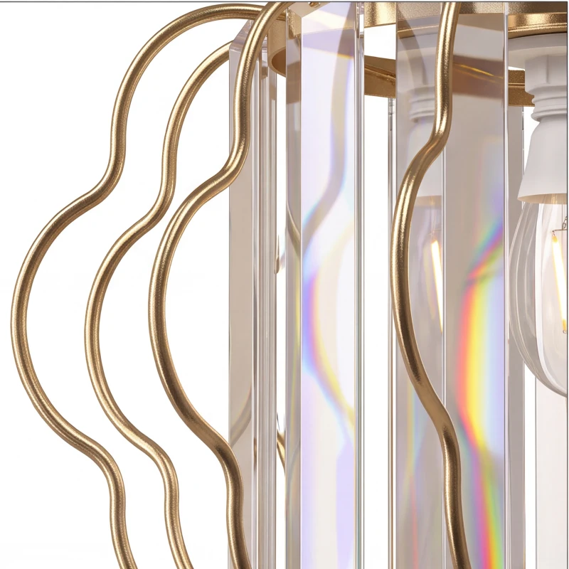 HOMCOM Crystal Ceiling Light Fixtures, Modern Semi-Flush Ceiling Lighting with Crystal Strips, 2 Pack, Gold Tone