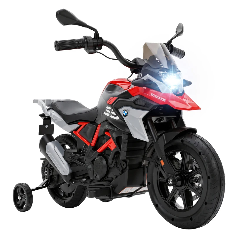 AIYAPLAY Elektryczny motocykl dziecięcy BMW 12V motocykl cross dla dzieci z akumulatorem litowym 35W silnik manetka gazu kółka pomocnicze siedzisko z PU do 6 km/h