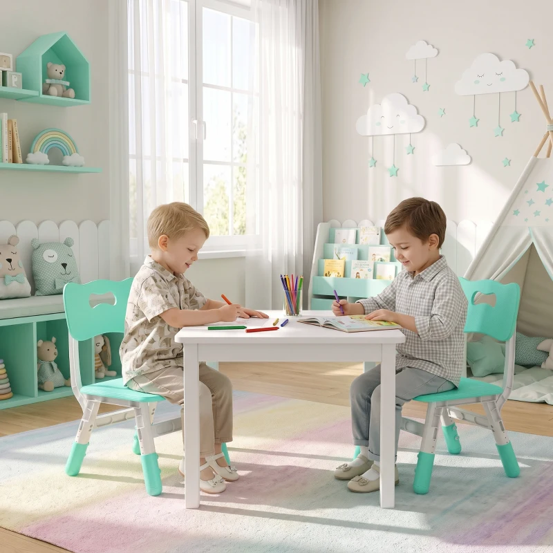 AIYAPLAY Schreibtischstuhl Kinder 2er Set, 26-30cm höhenverstellbar ergonomischer Rückenlehne armlose für 1,5–8 Jahren Grün