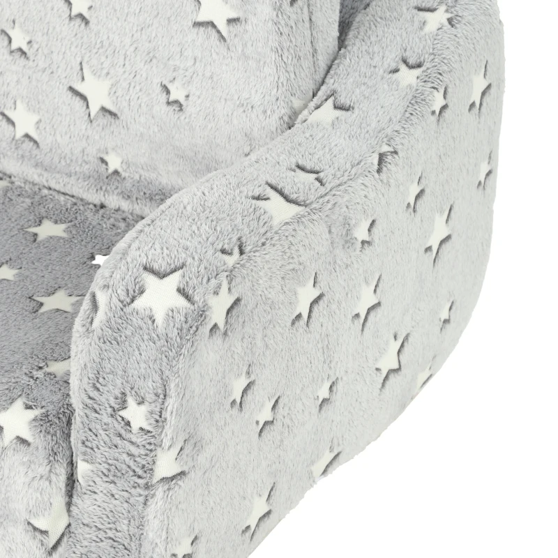 AIYAPLAY Canapé enfant 2 en 1, fauteuil pour enfant avec étoiles phosphorescentes, dépliable en méridienne, gris