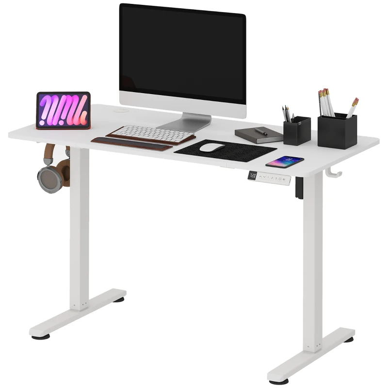 HOMCOM Escritorio Eléctrico Regulable con Display LCD 120x60 cm Blanco