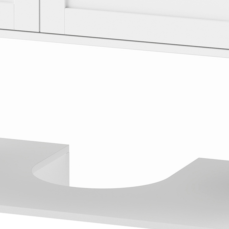 HOMCOM Under Sink Bathroom Cabinet with 2 Doors, Open Shelf and U-Shape Cut-Out for Basin with or without Pedestal, White