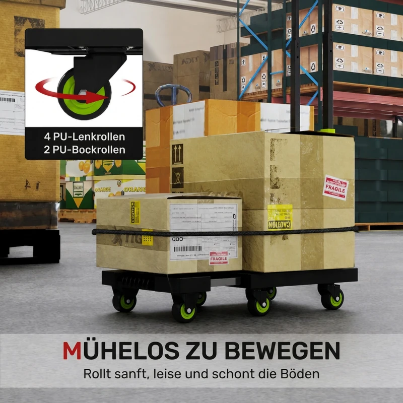 HOMCOM Sackkarre klappbar Metall Transportkarre mit Räder verstellbarem Griff 49 x 35 x 102 cm Grün