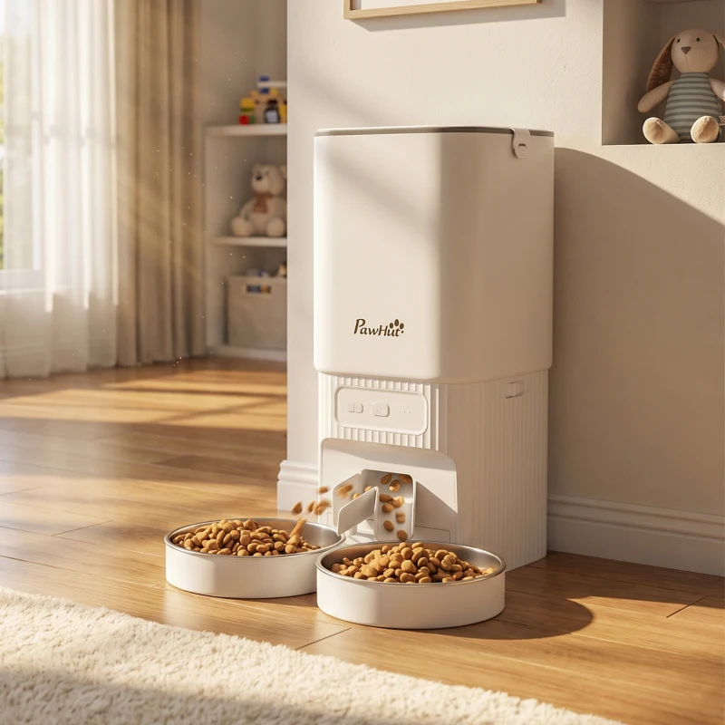 PawHut 7L Automatic Cat Feeder with App Control, 2.4G/5G WiFi, Timer, 15 Meals/Day, Dual Power, 10s Voice Recording, Anti-Clog