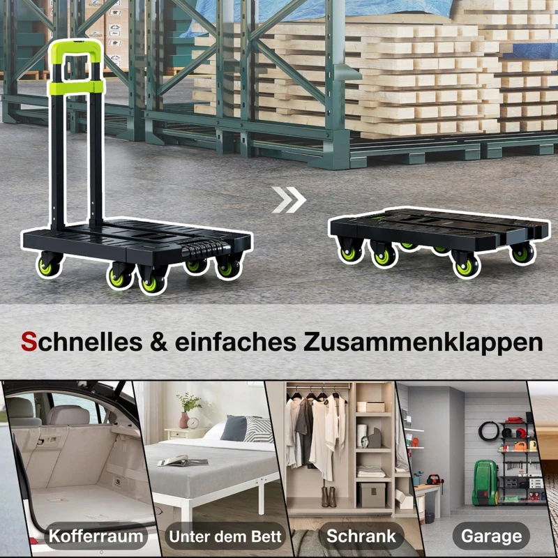 HOMCOM Sackkarre klappbar Metall Transportkarre mit Räder verstellbarem Griff 49 x 35 x 102 cm Grün