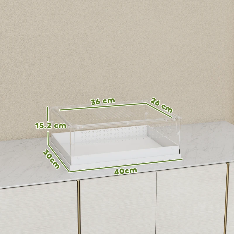 PawHut Acrylic Reptile Terrarium with Top Sliding Door, Vents, for Leopard Gecko, Hognose Snake, Tarantula