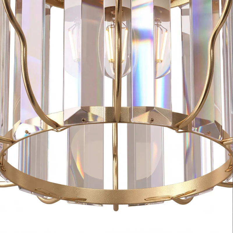 HOMCOM Crystal Ceiling Light Fixtures, Modern Semi-Flush Ceiling Lighting with Crystal Strips, 2 Pack, Gold Tone