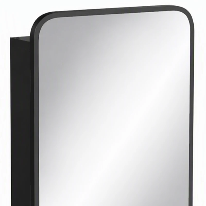 HOMCOM Bathroom Medicine Mirror Cabinet, Bathroom Wall Cabinet with Storage, Magnetic Door and Adjustable Shelf, Black