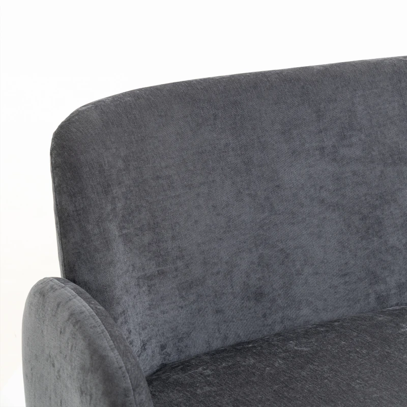 HOMCOM 132cm 2 Seater Sofa, Velvet Comfy Small Sofa Couch with Wide Seat, Thick Padding, Tapered Metal Legs, Dark Grey