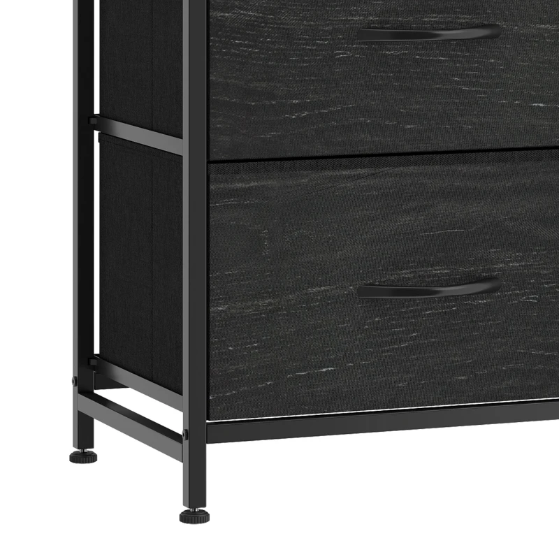 HOMCOM Chest of Drawers, Dresser with 10 Fabric Drawers, Tall Storage Unit with 4 Pockets and 2 Hooks Steel Frame, Black