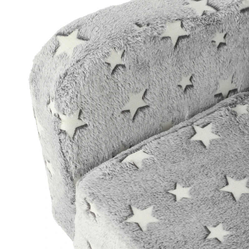 AIYAPLAY Canapé enfant 2 en 1, fauteuil pour enfant avec étoiles phosphorescentes, dépliable en méridienne, gris