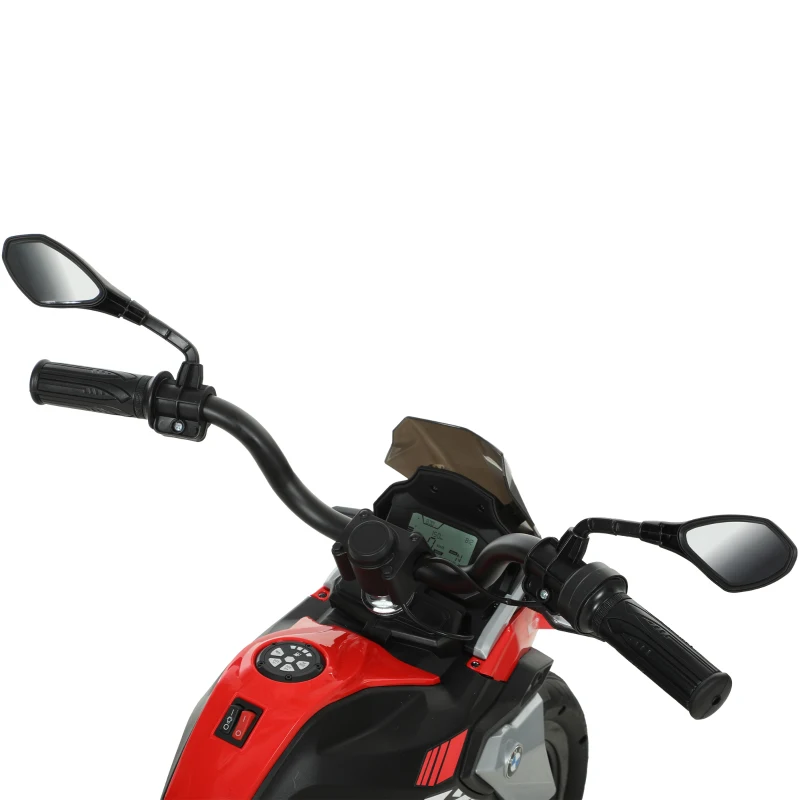 AIYAPLAY BMW 12V elektrische kindermotor met lithiumaccu, 35W motor, draaigas, zijwieltjes, PU-zadel, tot 6 km/u