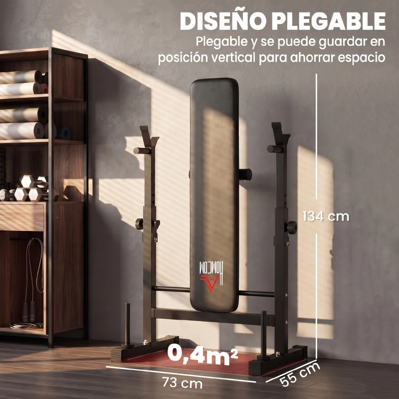 HOMCOM Banco de Musculación con Soporte para Barra y Estación de Dips Carga 220 kg para Entrenamiento en Casa Gimnasio