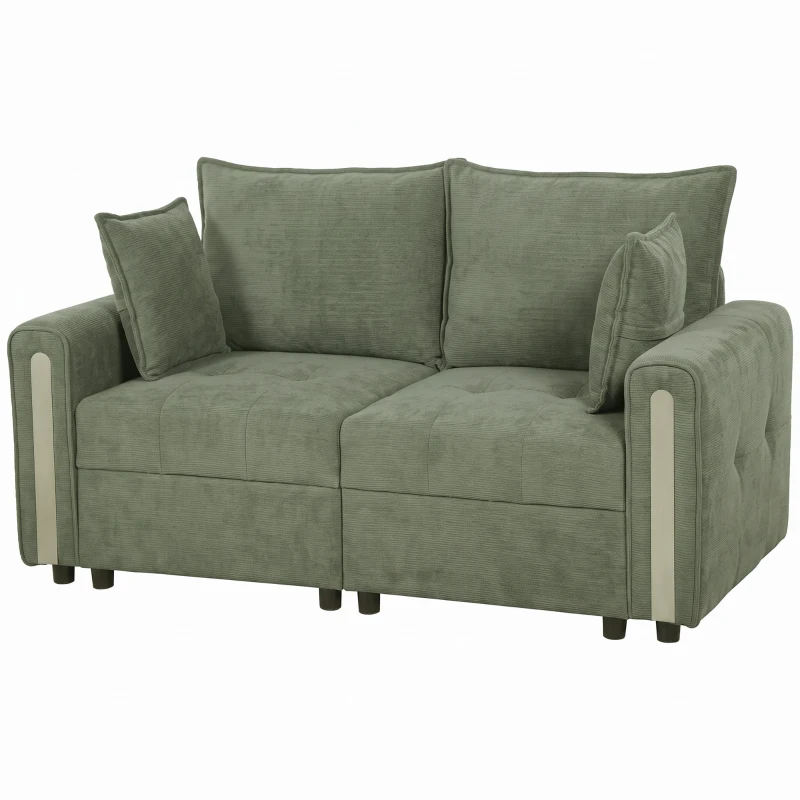HOMCOM 2 Seater Sofa with Lift-Up Storage, 168 cm Comfy Velvet Small Couch with Wide Deep Seat, Plush Backrest, Thick Padding, 2 Pillows, Loveseat for Living Room, Home Office, Dark Green