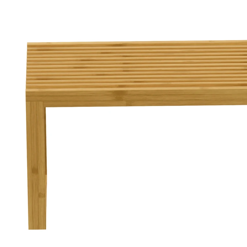 HOMCOM 90 cm Bamboo Shoe Bench Backless Hallway Bench Seat, Wood Indoor Decor for Entryway, Natural