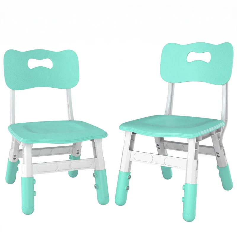 AIYAPLAY Schreibtischstuhl Kinder 2er Set, 26-30cm höhenverstellbar ergonomischer Rückenlehne armlose für 1,5–8 Jahren Grün