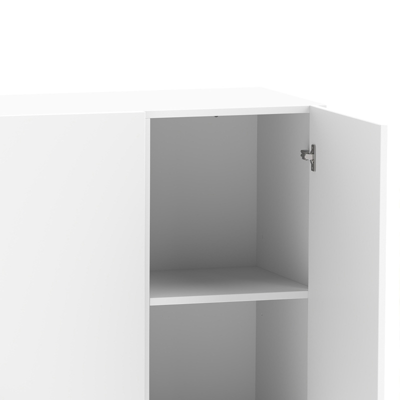 HOMCOM Bathroom Wall Cabinet, Wall-Mounted Bathroom Storage Cabinet with 3 Doors, Adjustable Shelf for Kitchen, White