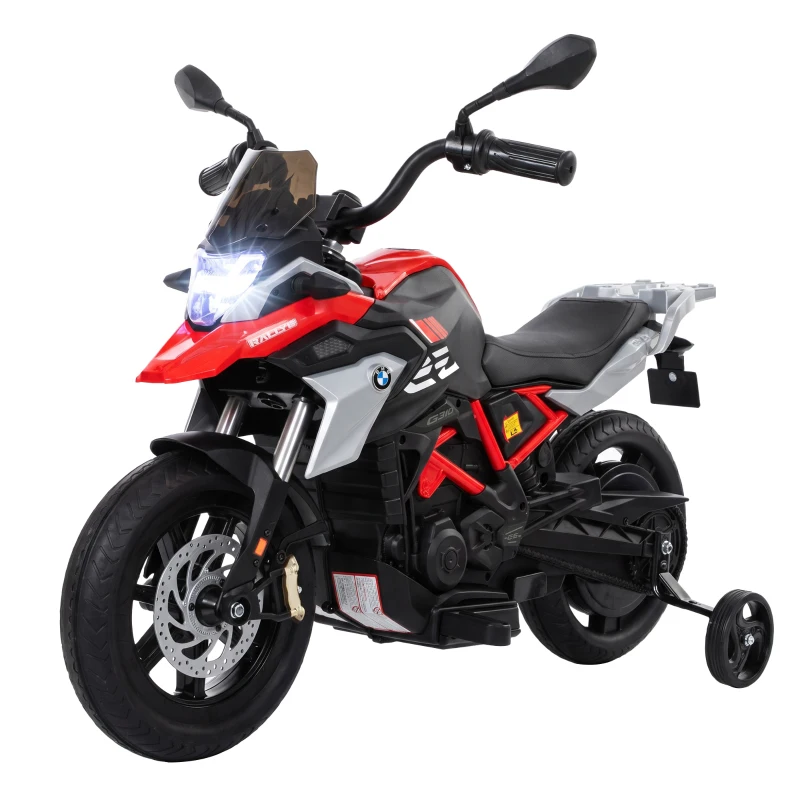 AIYAPLAY BMW 12V elektrische kindermotor met lithiumaccu, 35W motor, draaigas, zijwieltjes, PU-zadel, tot 6 km/u