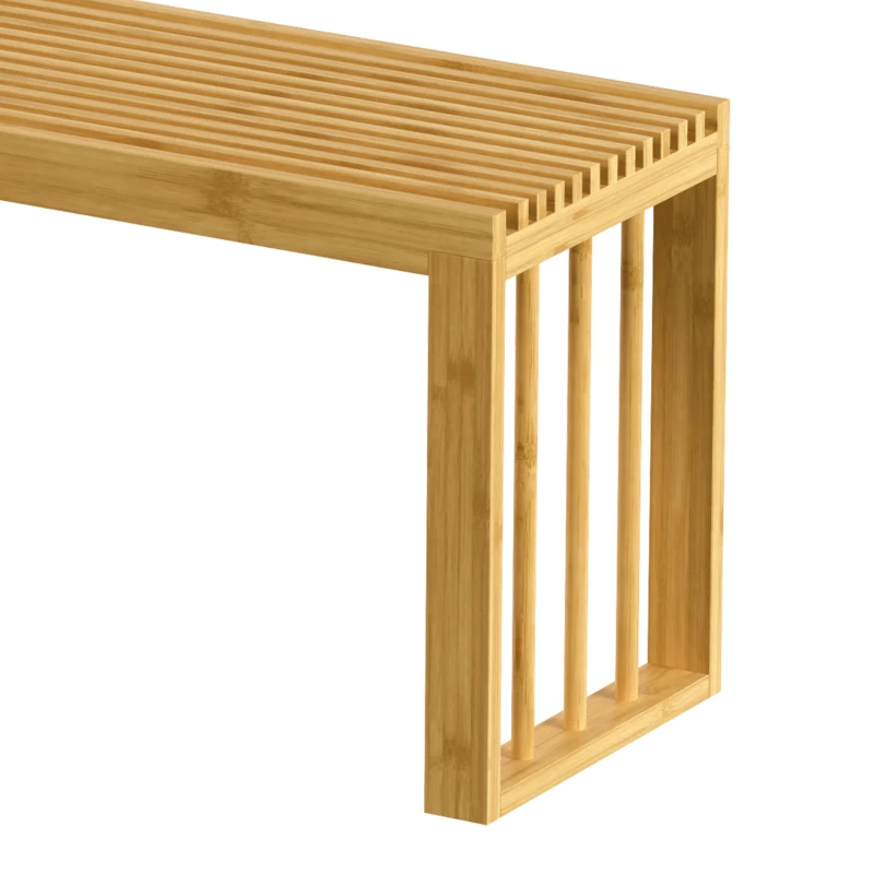 HOMCOM 90 cm Bamboo Shoe Bench Backless Hallway Bench Seat, Wood Indoor Decor for Entryway, Natural