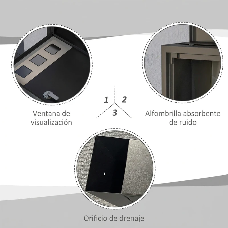 HOMCOM Buzón Exterior de Metal de Pared Correo Cerradura y 2 Llaves Ventanas de Vista Cierre Silencioso 36,5x11,5x29 cm Negro