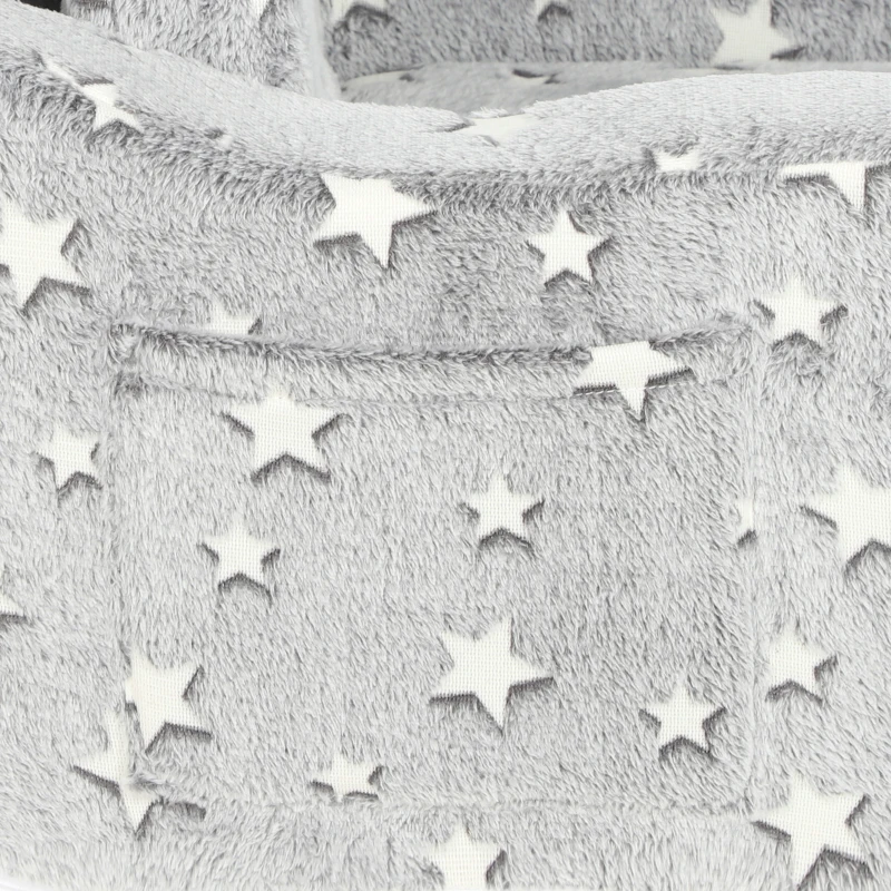 AIYAPLAY Canapé enfant 2 en 1, fauteuil pour enfant avec étoiles phosphorescentes, dépliable en méridienne, gris