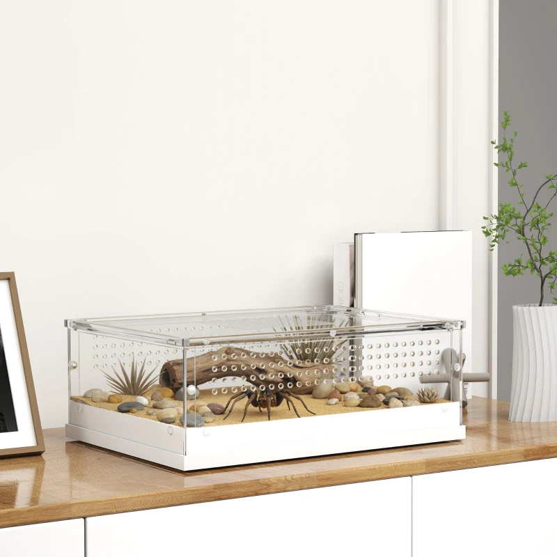 PawHut Acrylic Reptile Terrarium with Top Sliding Door, Vents, for Leopard Gecko, Hognose Snake, Tarantula