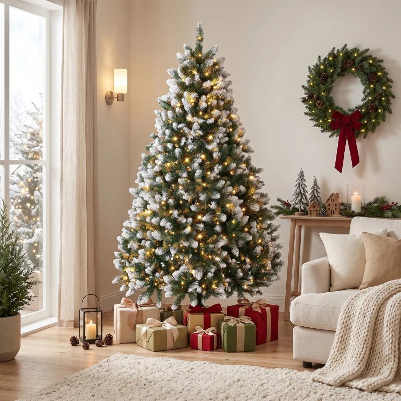HOMCOM Árbol de Navidad 180 cm con 350 Luces LED 11 Modos Mando a Distancia 1020 Puntas Base Metálica Plegable Verde