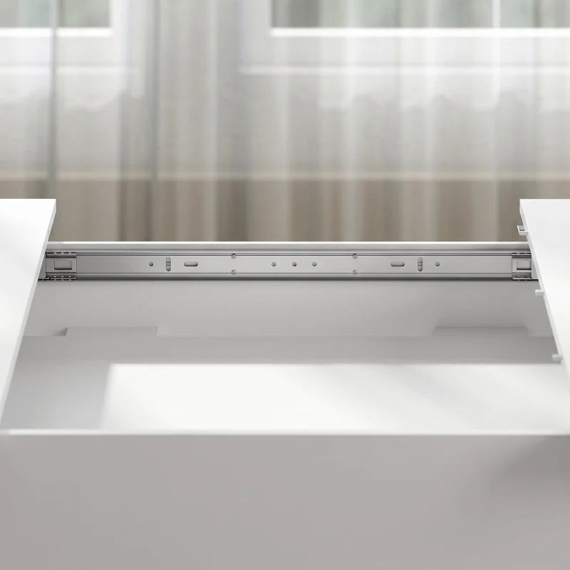 HOMCOM Extendable Oval Dining Table for 4-6, Modern Expandable Kitchen Table, Round Edges, White