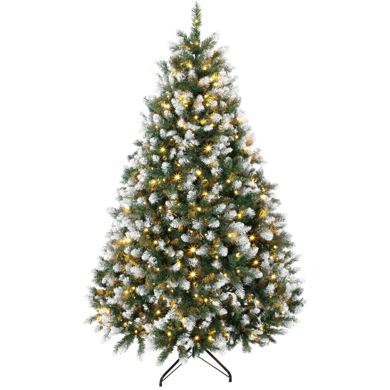 HOMCOM Árbol de Navidad 180 cm con 350 Luces LED 11 Modos Mando a Distancia 1020 Puntas Base Metálica Plegable Verde