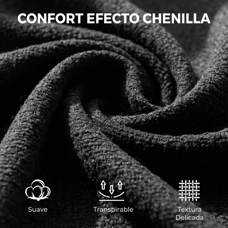 HOMCOM Sillón Relax Sofá Individual en Chenilla Butaca de Salón Moderna Asiento Ancho y Cojín Grueso Cojín Lumbar Negro