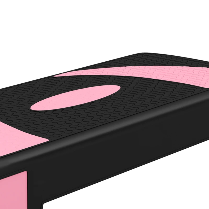 HOMCOM Aerobic Step with 3-Level Adjustable Heights for Home, Office Exercise, Black and Pink