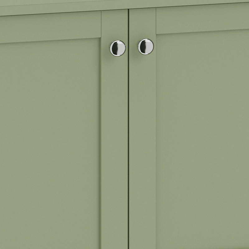 HOMCOM Under Sink Bathroom Cabinet with 2 Doors, Open Shelf and U-Shape Cut-Out for Basin with or without Pedestal, Green