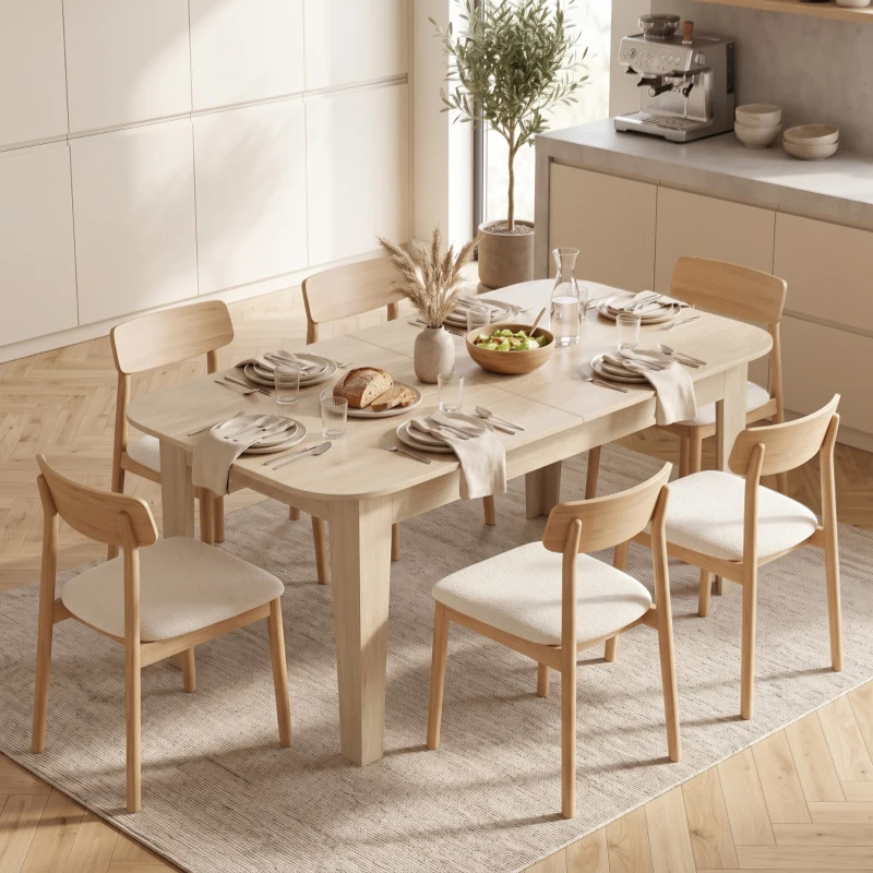HOMCOM Mesa de Jantar Extensível para 4 a 6 Pessoas, 140-180 cm, Mesa de Cozinha Oval com Bordas Arredondadas, Carvalho