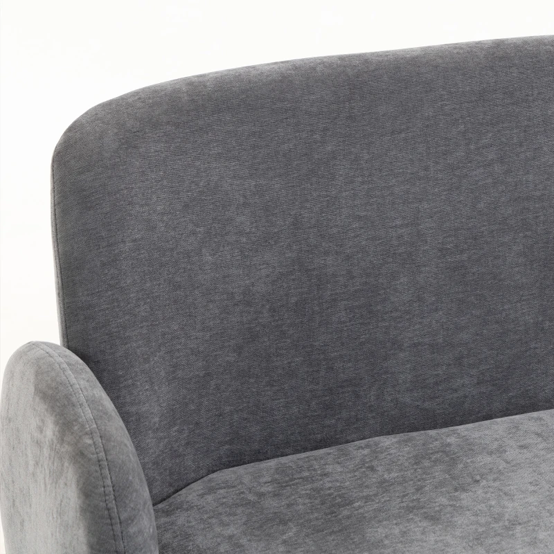HOMCOM 132cm 2 Seater Sofa, Velvet Comfy Small Sofa Couch with Wide Seat, Thick Padding, Tapered Metal Legs, Light Grey