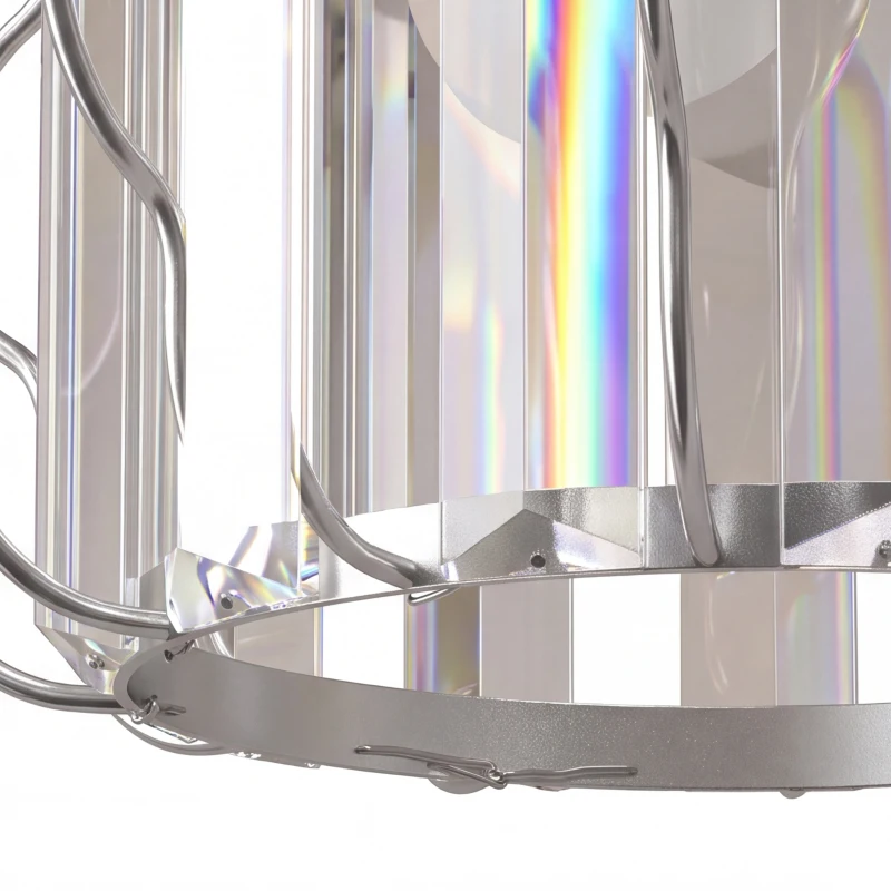 HOMCOM Crystal Ceiling Light Fixtures, Modern Semi-Flush Ceiling Lighting with Crystal Strips, 2 Pack, Silver Tone