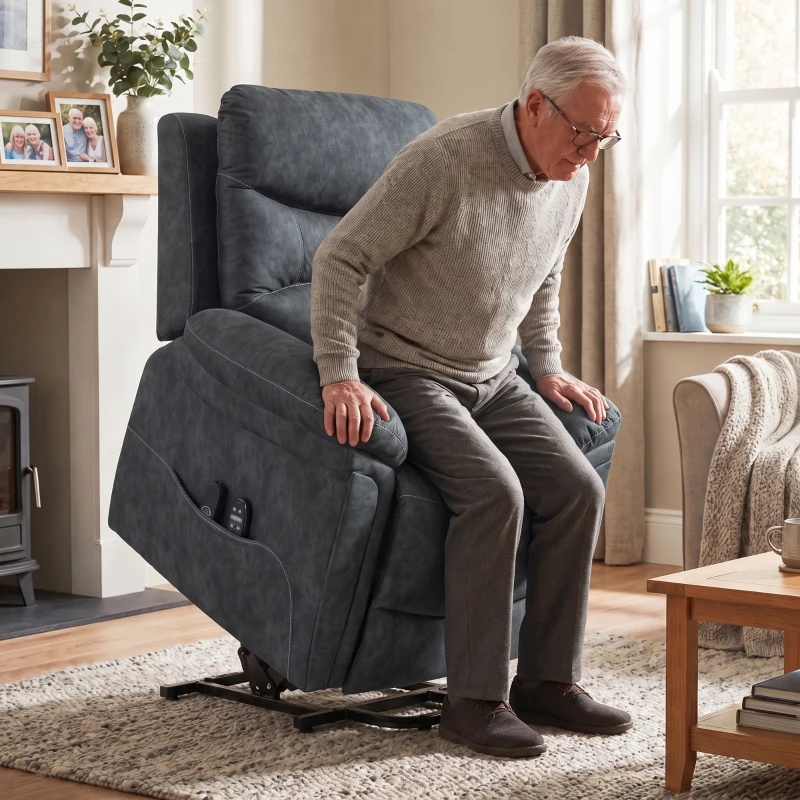 HOMCOM Riser Recliner Chair with Massage and Heat, Electric Lift Recliner Armchair for Elderly with Spring Cushion, Grey