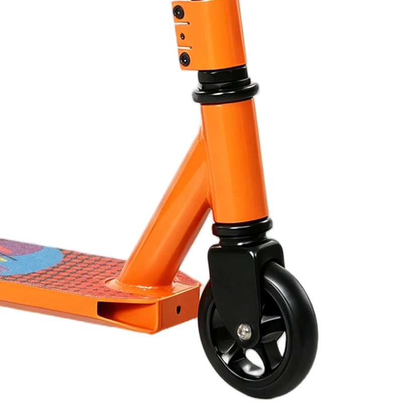 SPORTNOW Stuntstep voor volwassenen en jongeren, trickstep met 100 mm PU-wielen, 360° stalen Y-stuur, aluminium deck, ABEC-7, oranje