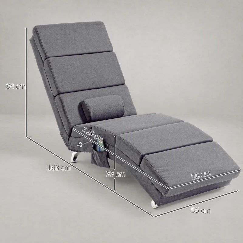HOMCOM Sillón Relax Reclinable con 8 Puntos de Masaje y Calor Lumbar 5 Modos Mando y Bolsillo Lateral Gris Oscuro