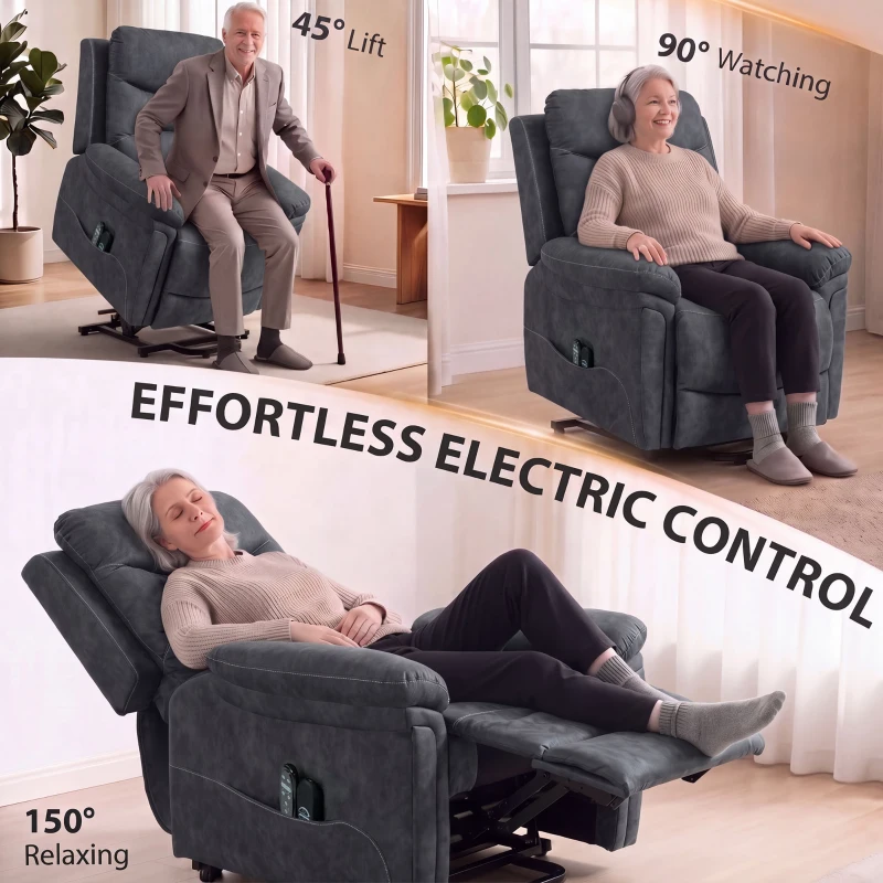HOMCOM Power Lift Recliner Chair with Vibration Massage, Heat, USB - Grey