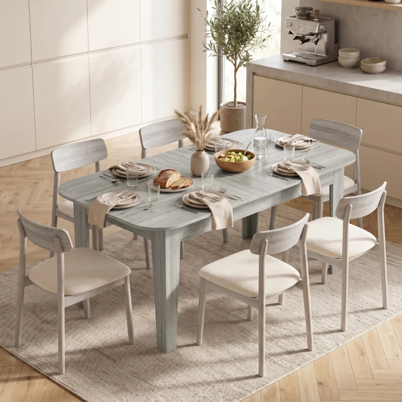 HOMCOM Mesa de Comedor Oval Extensible 140-180 cm Efecto Madera Gris