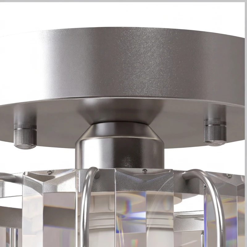 HOMCOM Crystal Ceiling Light Fixtures, Modern Semi-Flush Ceiling Lighting with Crystal Strips, 2 Pack, Silver Tone