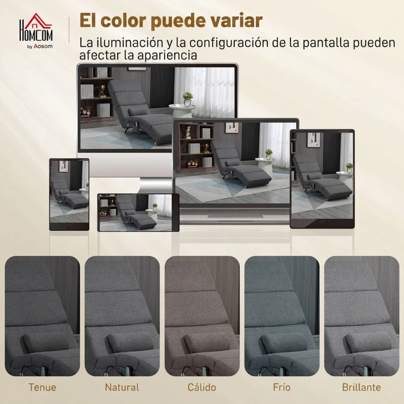 HOMCOM Sillón Relax Reclinable con 8 Puntos de Masaje y Calor Lumbar 5 Modos Mando y Bolsillo Lateral Gris Oscuro