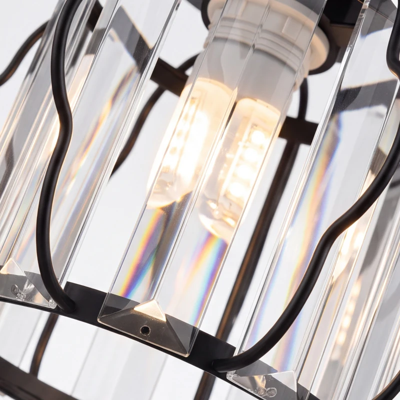 HOMCOM Crystal Ceiling Light Fixtures, Modern Semi-Flush Ceiling Lighting with Crystal Strips, 2 Pack, Black